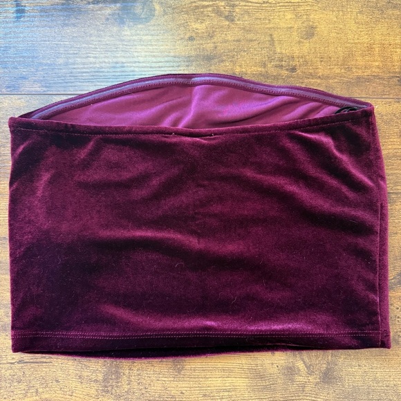 Forever 21 Velvet Gothic Tube Top Burgundy Jr Size Medium No Slip Vamp Goth Glam - Picture 9 of 10